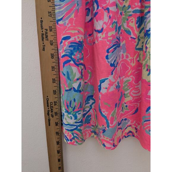 LILLY PULITZER Girl's Dress Cold Shoulder 3/4 Sleeve Neon Pink Floral Size 8-10 - Picture 7 of 10